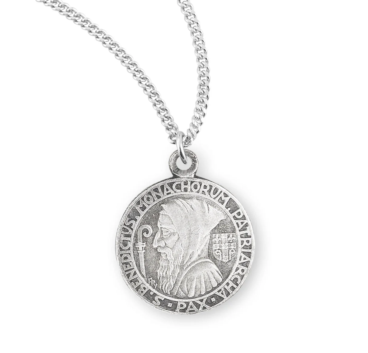 Sterling St. Benedict Profile Jubilee Medal Necklace