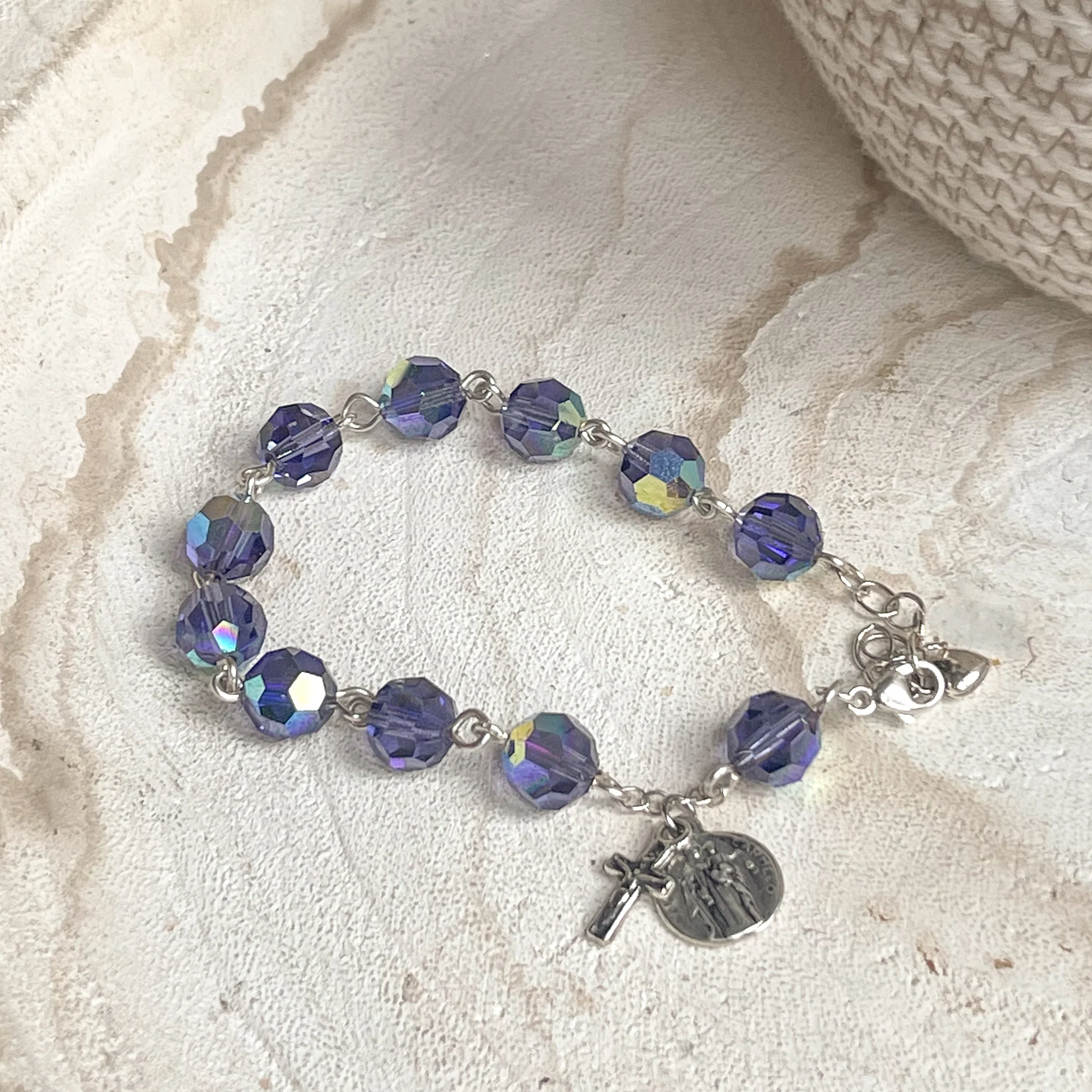 Sterling & Violet Crystal Rosary Bracelet - Image 3