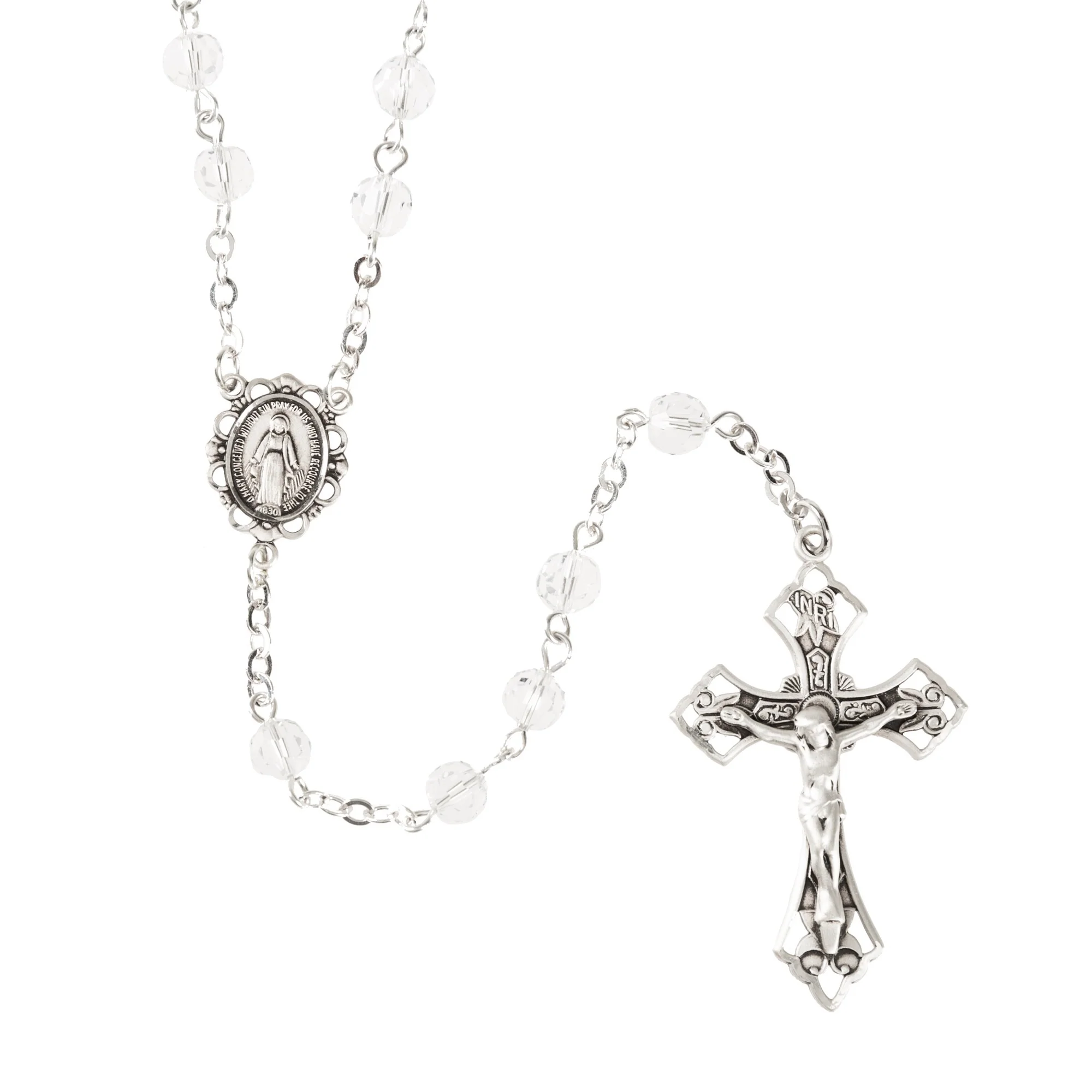 Swarovski Clear Crystal Beaded Sterling Rosary - Image 2