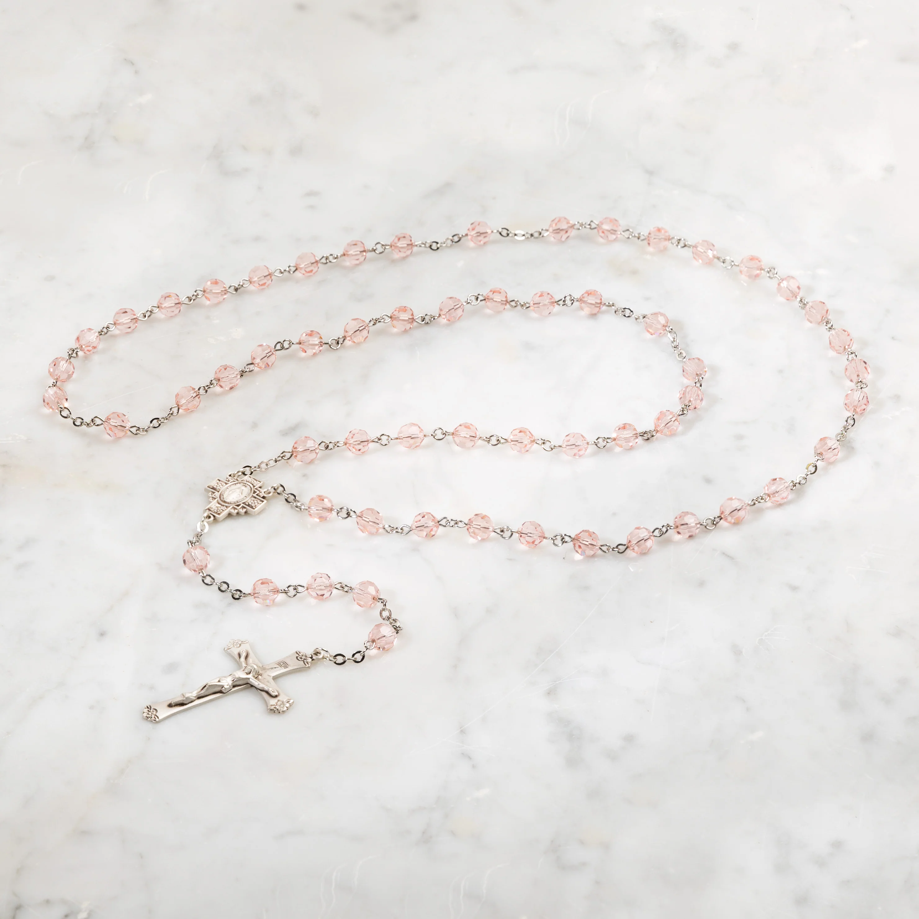 Swarovski Rose and Sterling Silver Rosary - Image 2