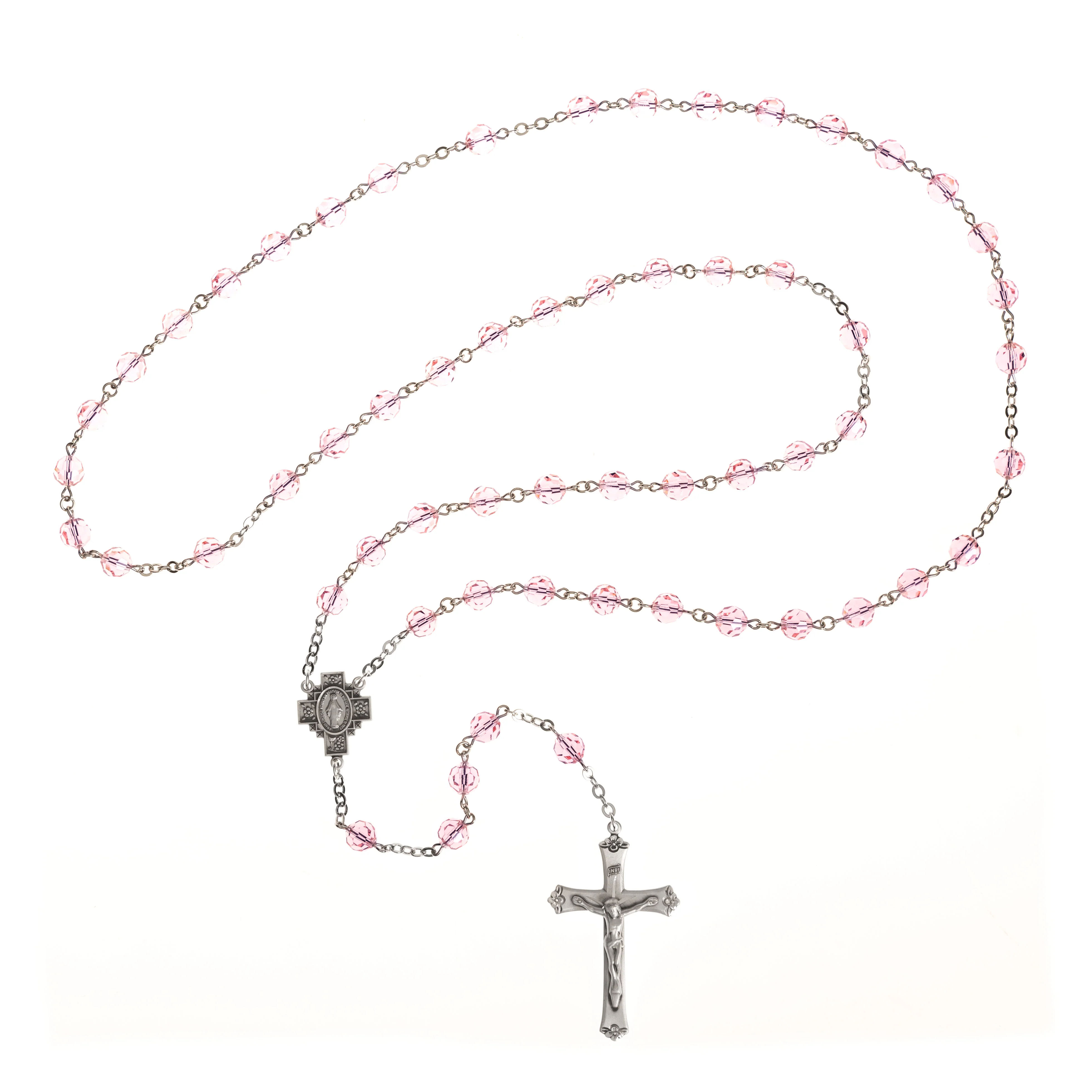 Swarovski Rose and Sterling Silver Rosary - Image 3