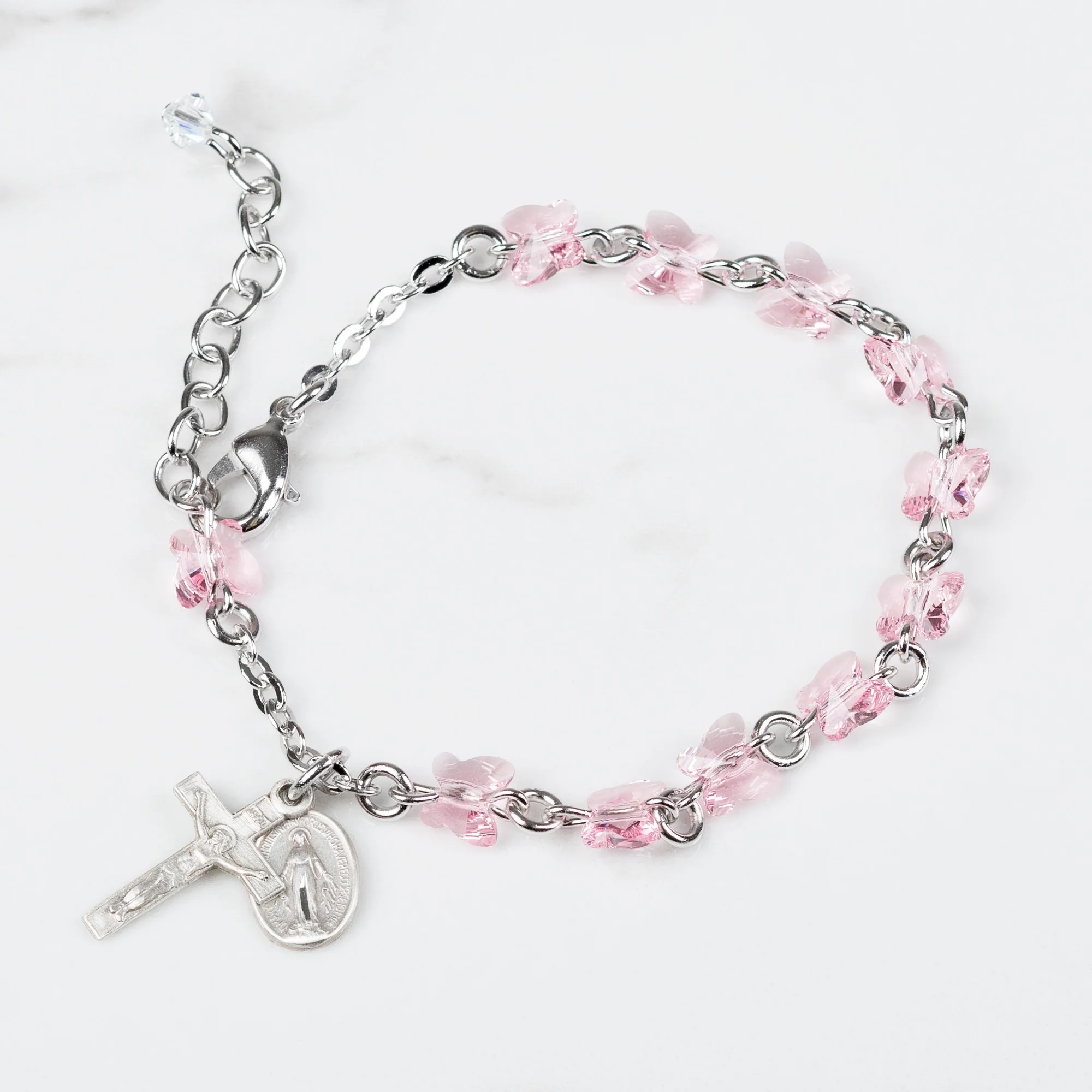 Swarovski Rose Butterfly Rosary Bracelet - Image 2