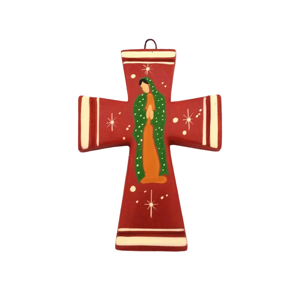 Terracotta Our Lady of Guadalupe Wall Cross - 5" x 4"