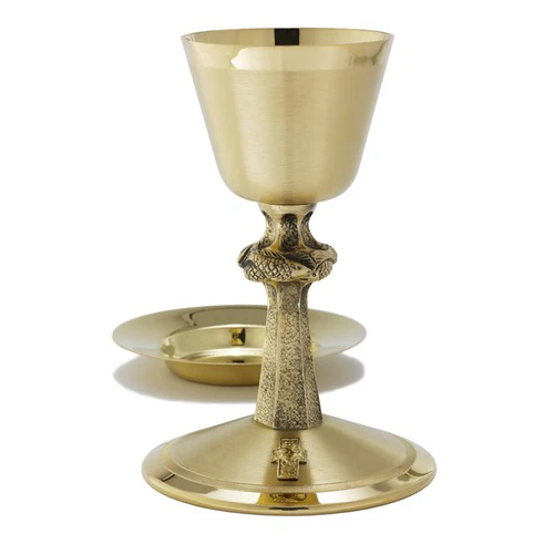 Textured Fish Node Chalice & Well Paten Set OR Ciborium - Image 2