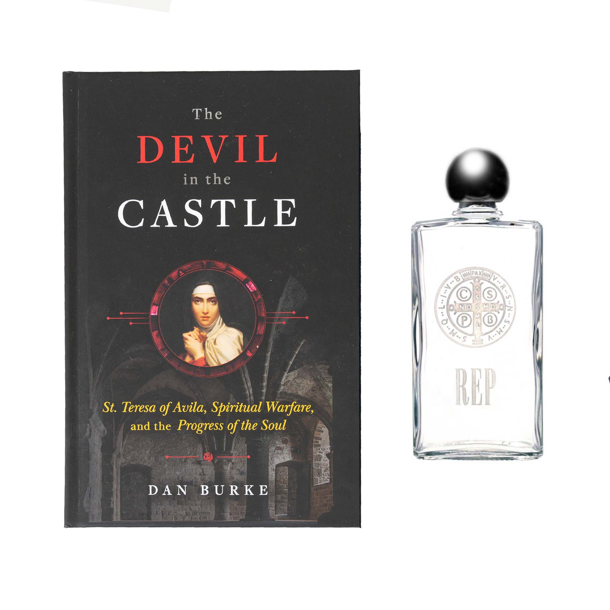 The Devil in the Castle and Personalized St. Benedict Holy Water Bottle Set - Image 2
