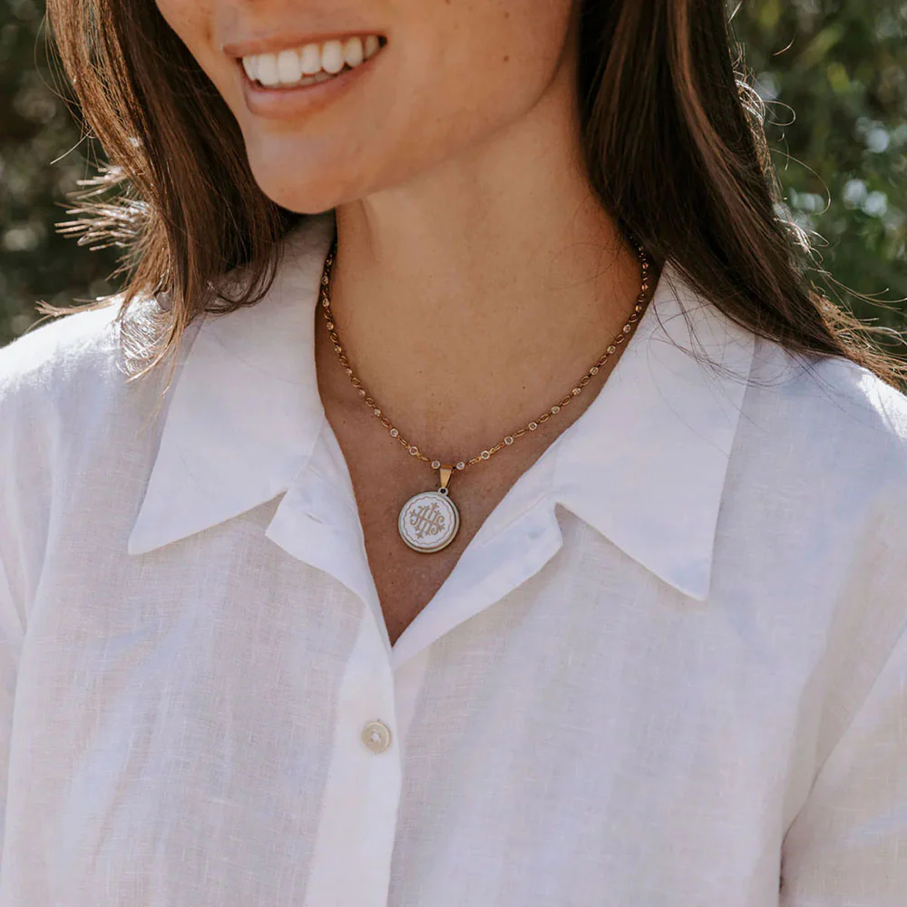 The Holy Name of Jesus Necklace - Gold/White - Image 2