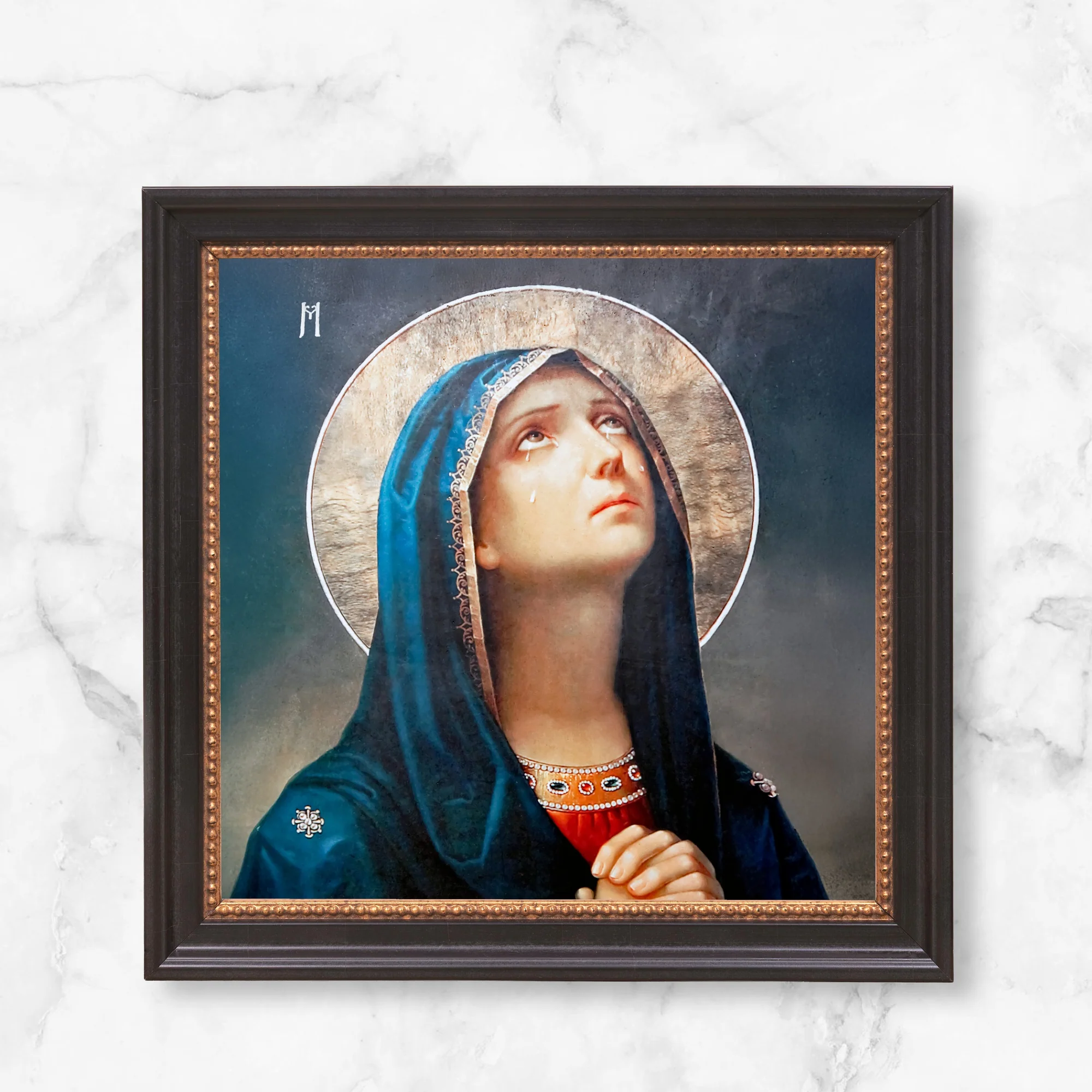 Our Lady of Sorrows in Prayer Framed Canvas - Sacred Mini Collection - Image 12