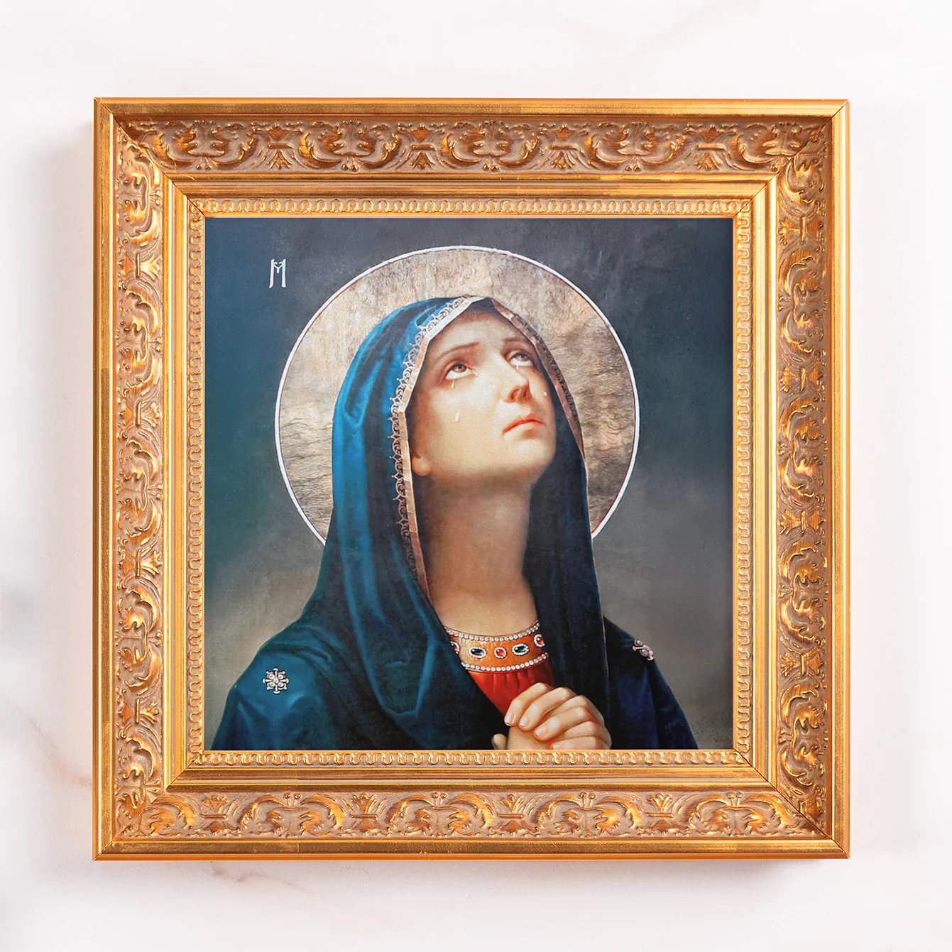 Our Lady of Sorrows in Prayer Framed Canvas - Sacred Mini Collection - Image 2