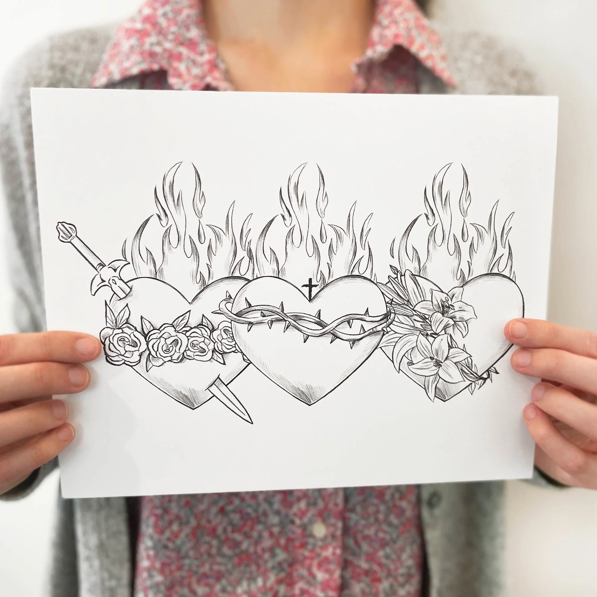 Three Hearts Holy Family Print