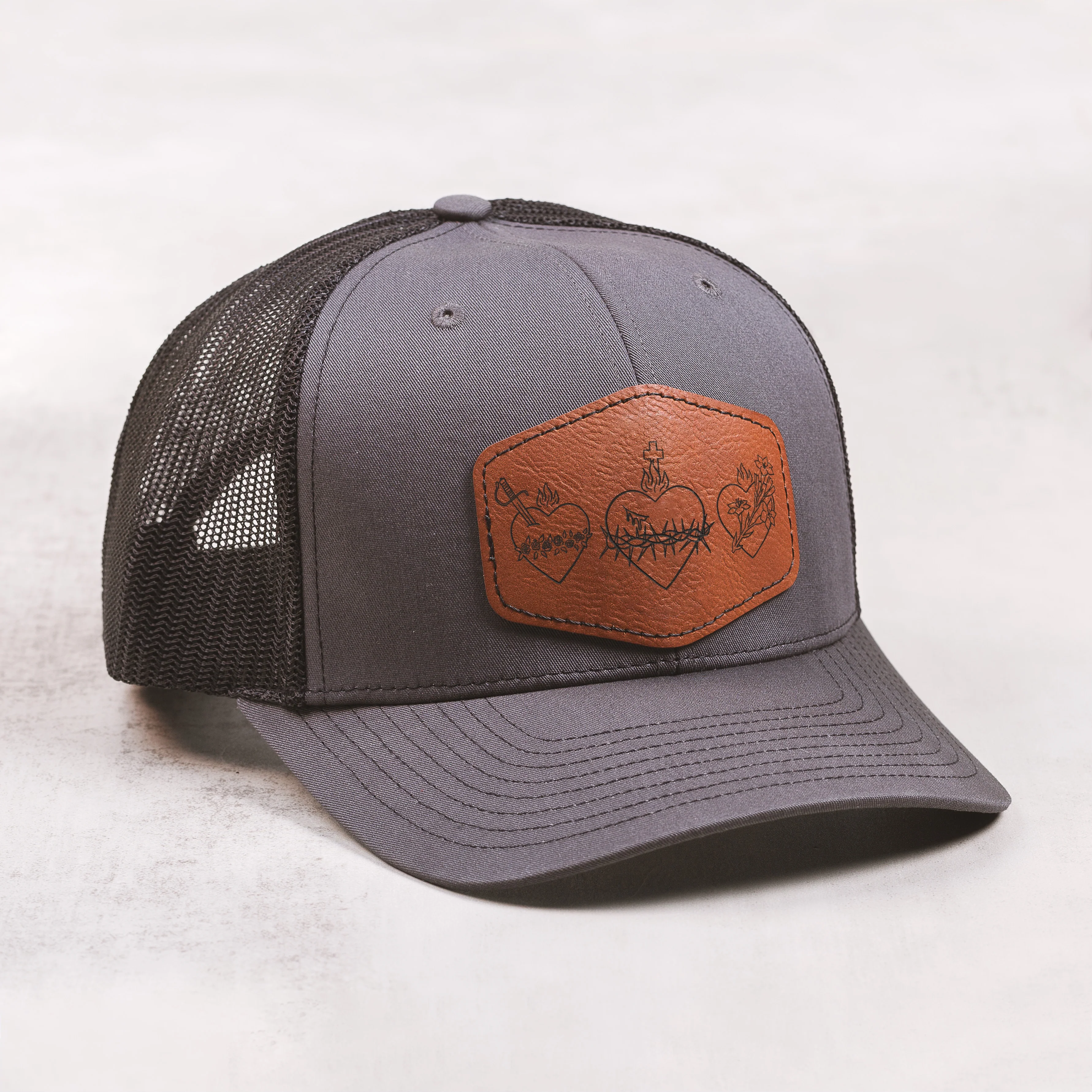 Three Hearts Leather Patch Ball Cap