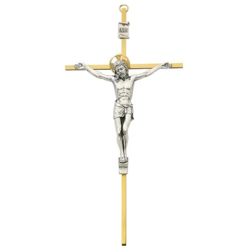 Tutone Brass Crucifix 10"