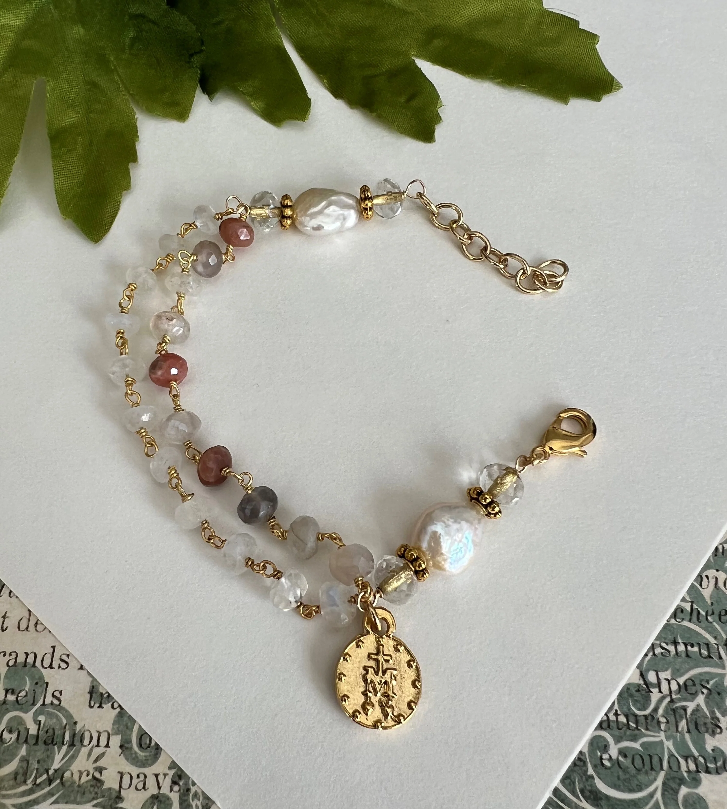 Two-Strand Freshwater Pearl & Moonstone Marian Bracelet