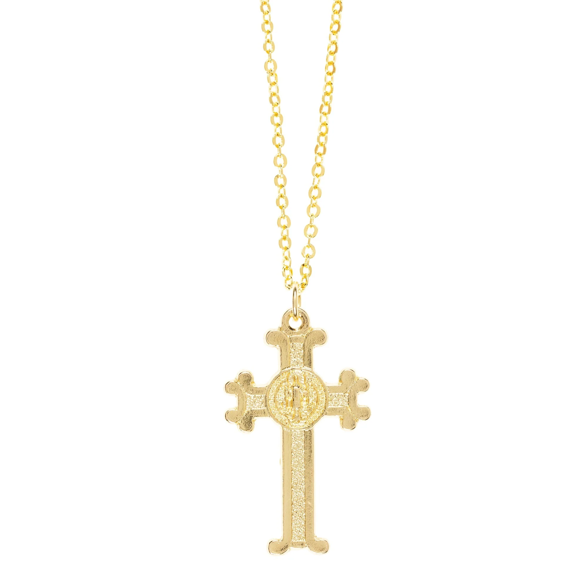 Two Tone St. Benedict Crucifix Necklace - Image 2