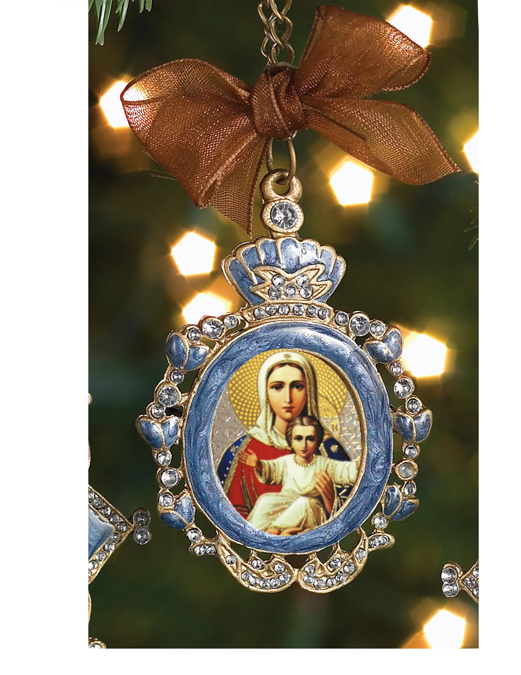 Ukrainian Madonna & Child Framed Icon Pendant Ornament - Image 2