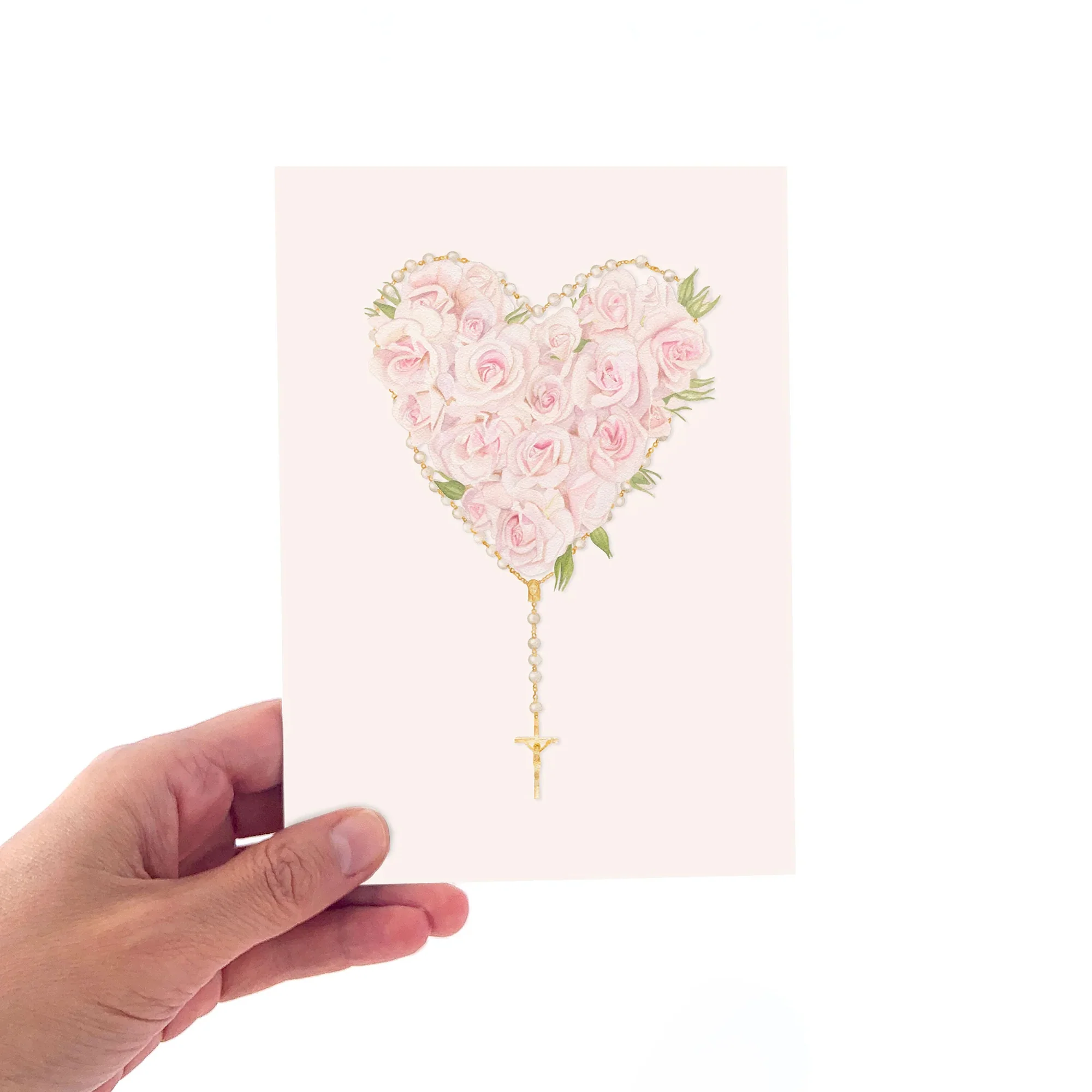 Unframed Rosary Heart with Roses Print - 8" x 10" - Image 2