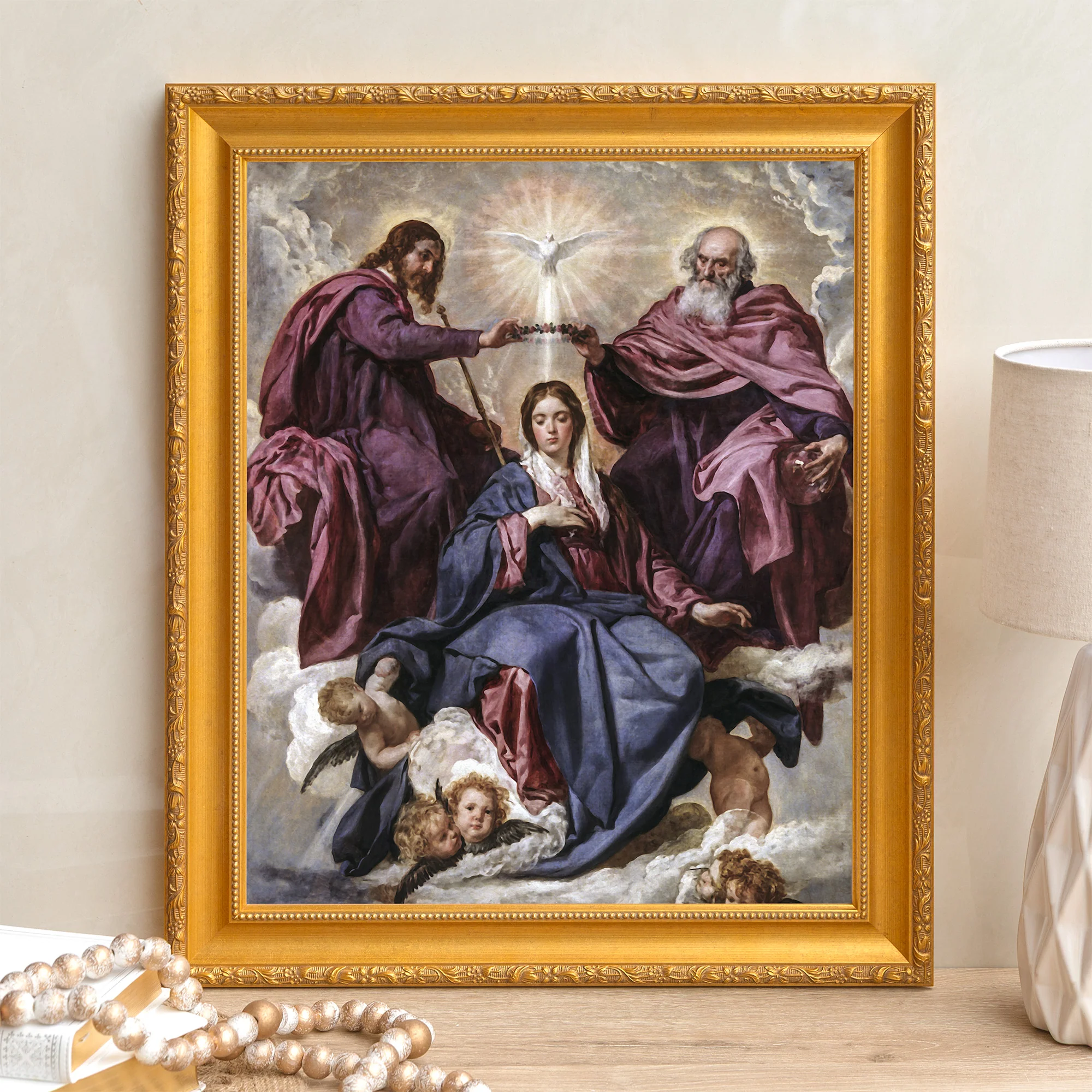 Velázquez Coronation of the Virgin Framed Canvas - Sacred Signature Collection - Image 4