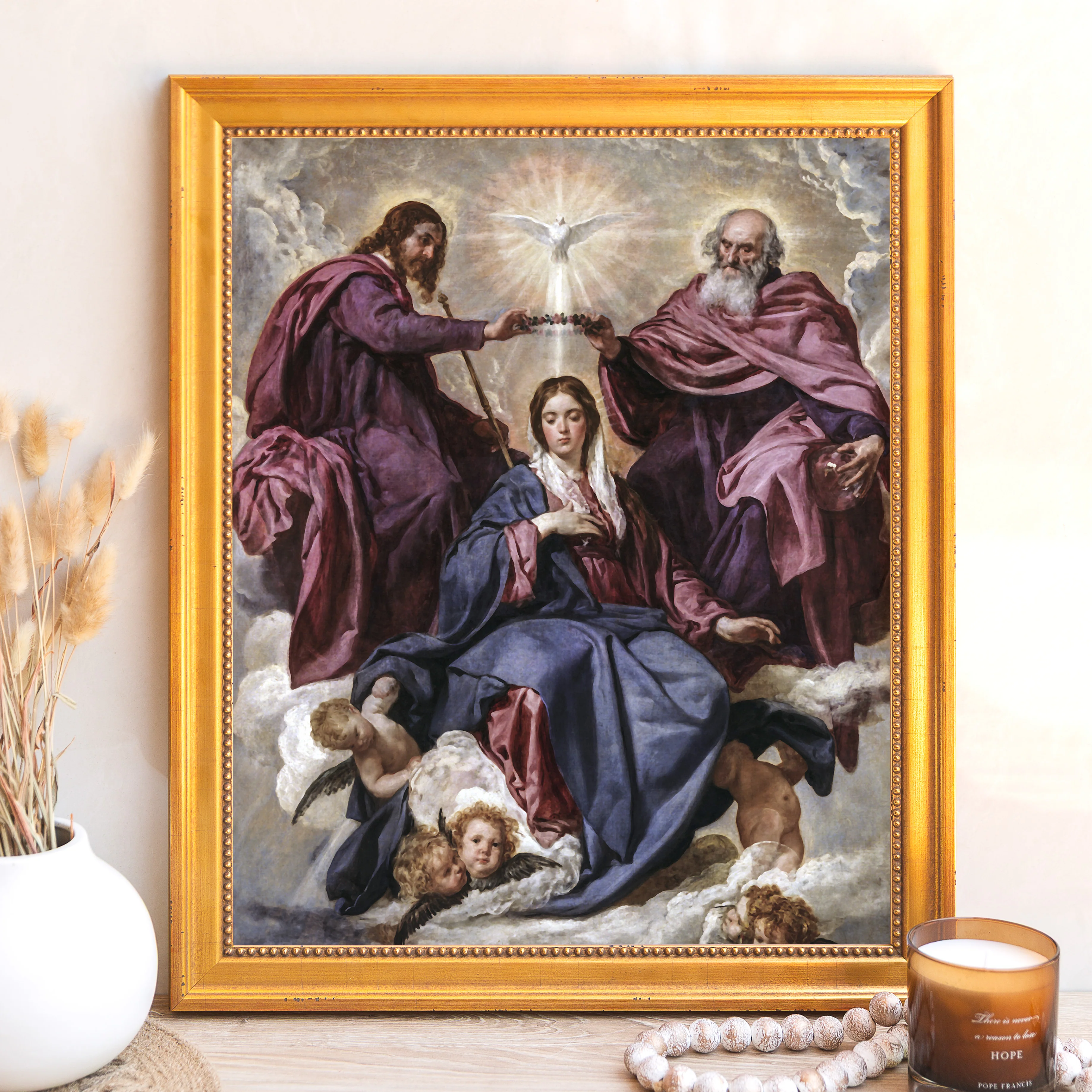 Velázquez Coronation of the Virgin Framed Canvas - Sacred Signature Collection - Image 9