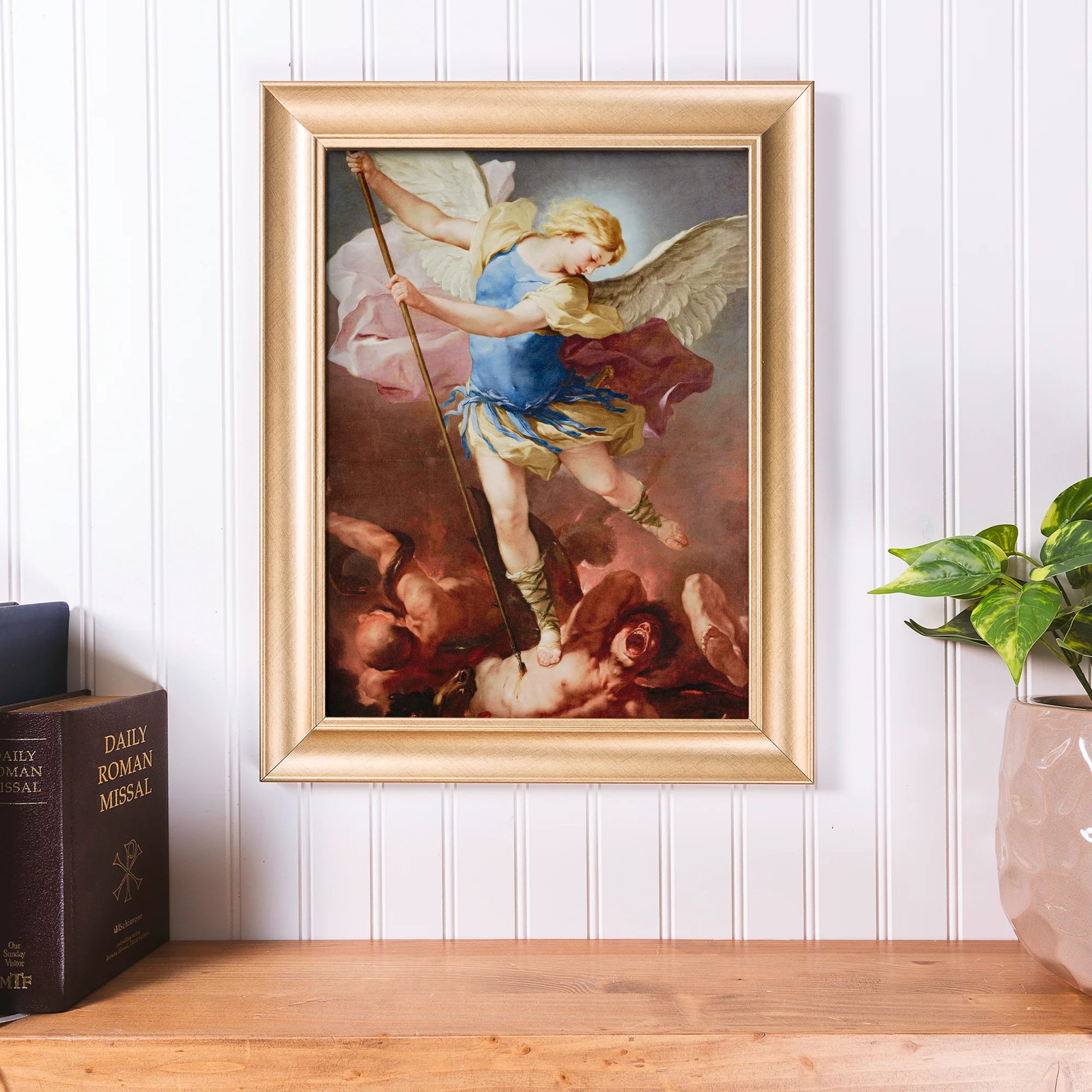 Victory of St. Michael Antique Gold Framed Print - Multiple Sizes - Image 3
