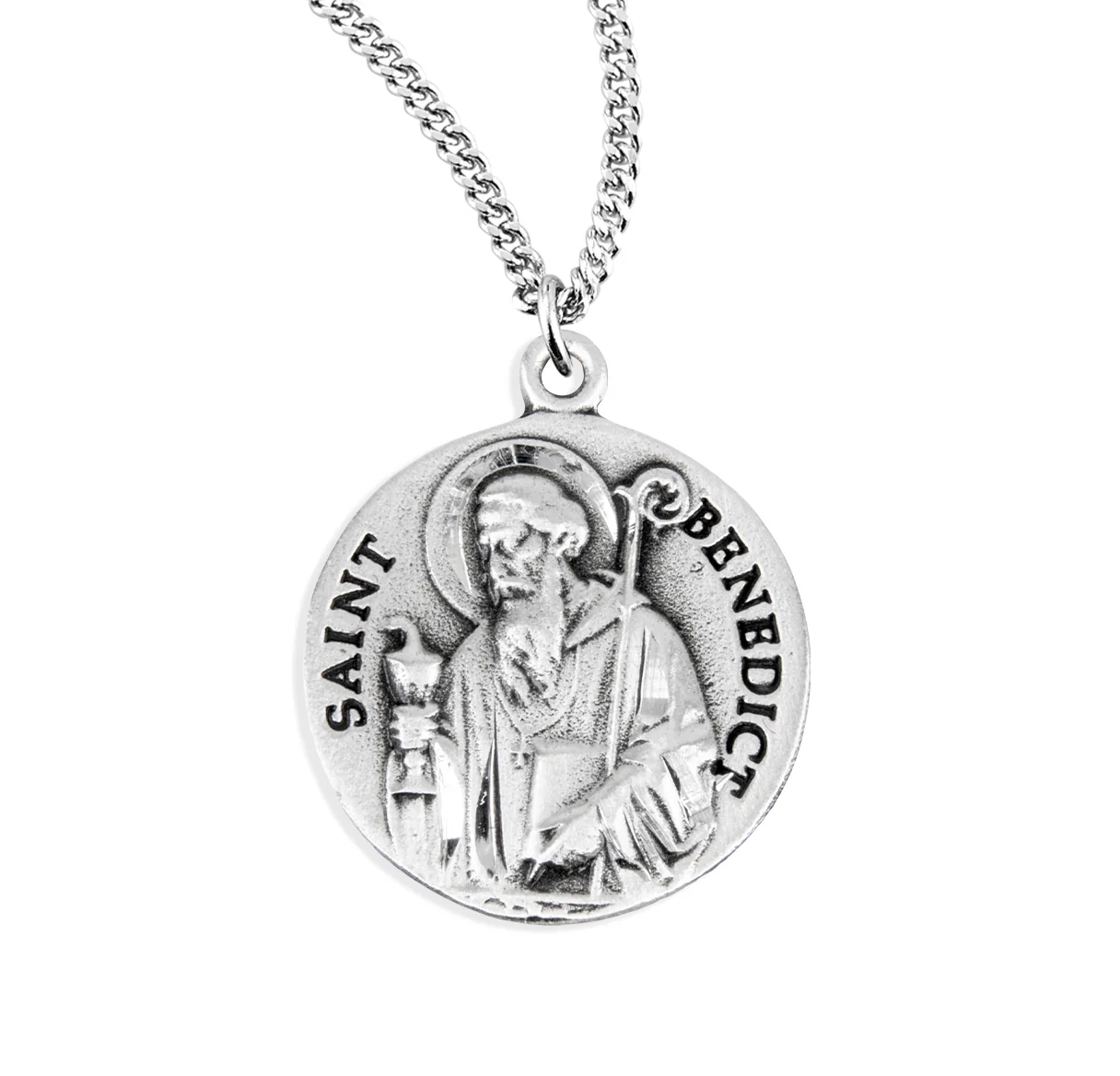 Vintage Sterling St. Benedict Medal Necklace