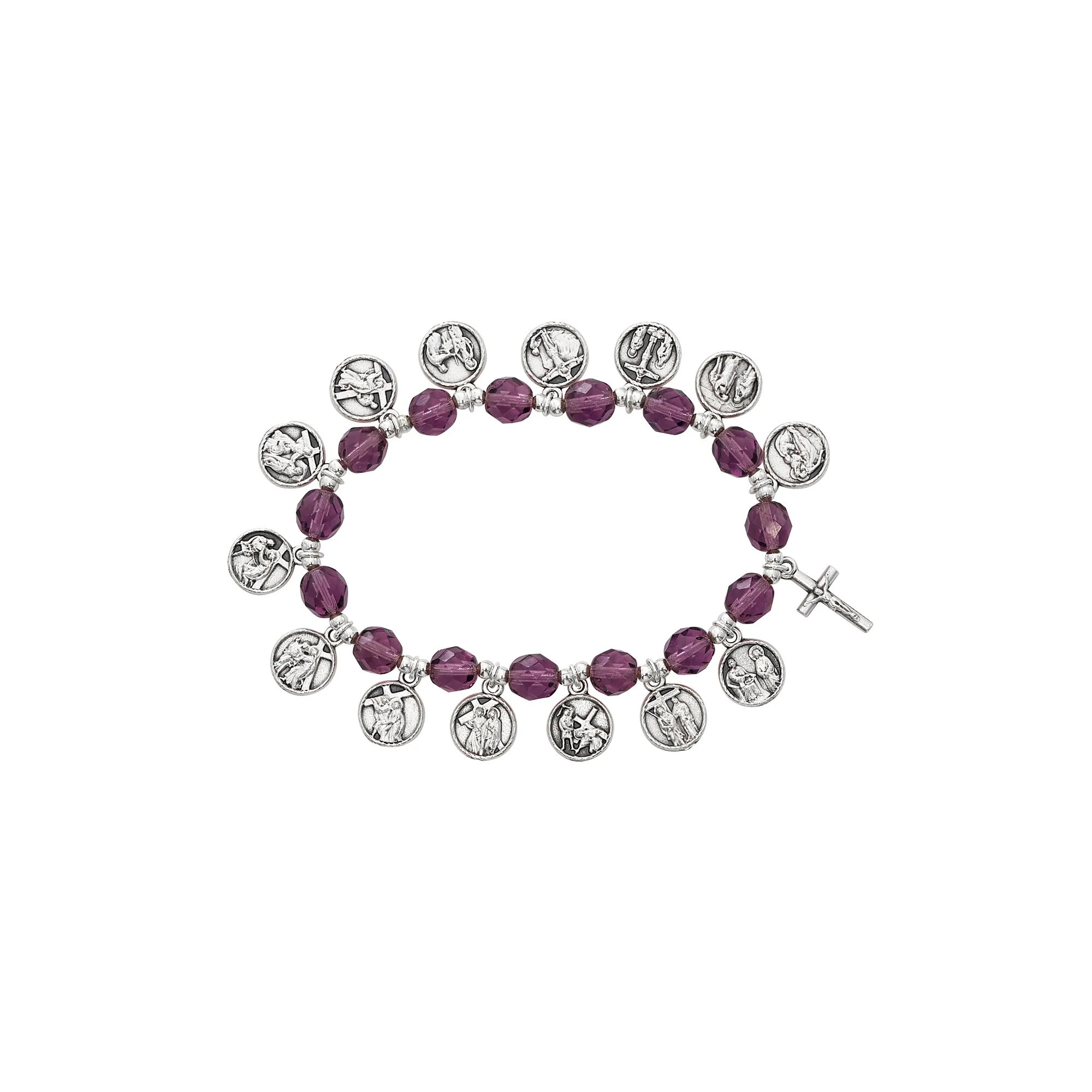 Violet Crystal Stations of the Cross Bracelet
