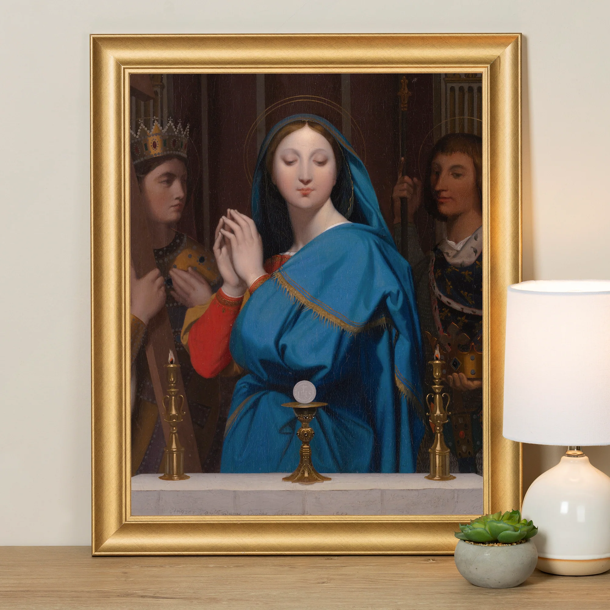 Virgin Adoring the Host Antique Gold Framed Print - Multiple Sizes - Image 5