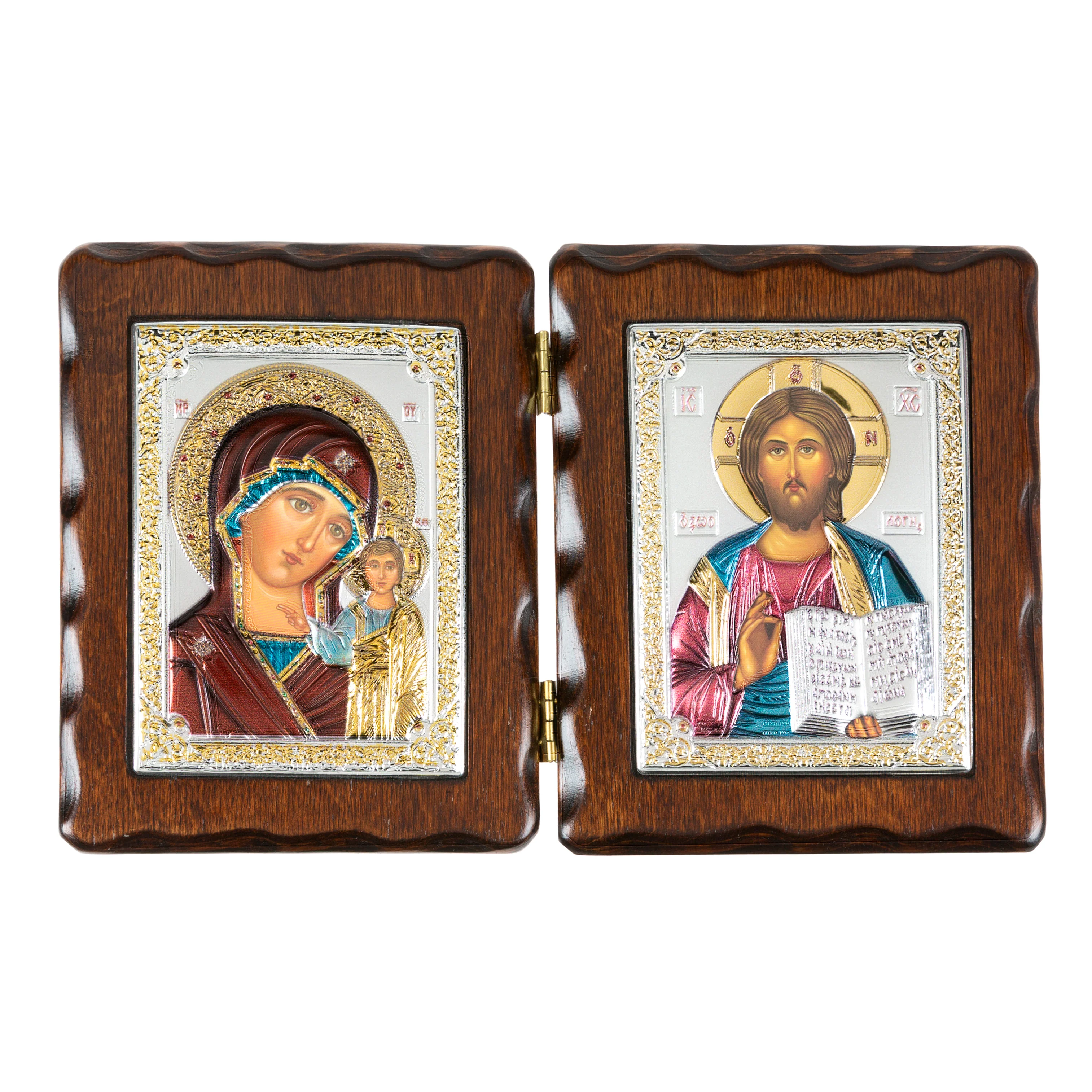 Virgin of Kazan & Christ Pantocrator Diptych on Wood - Image 2