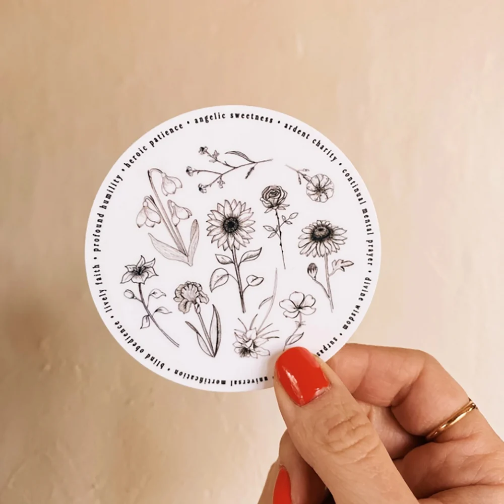 Virtues of Mary Floral Sticker - Image 2