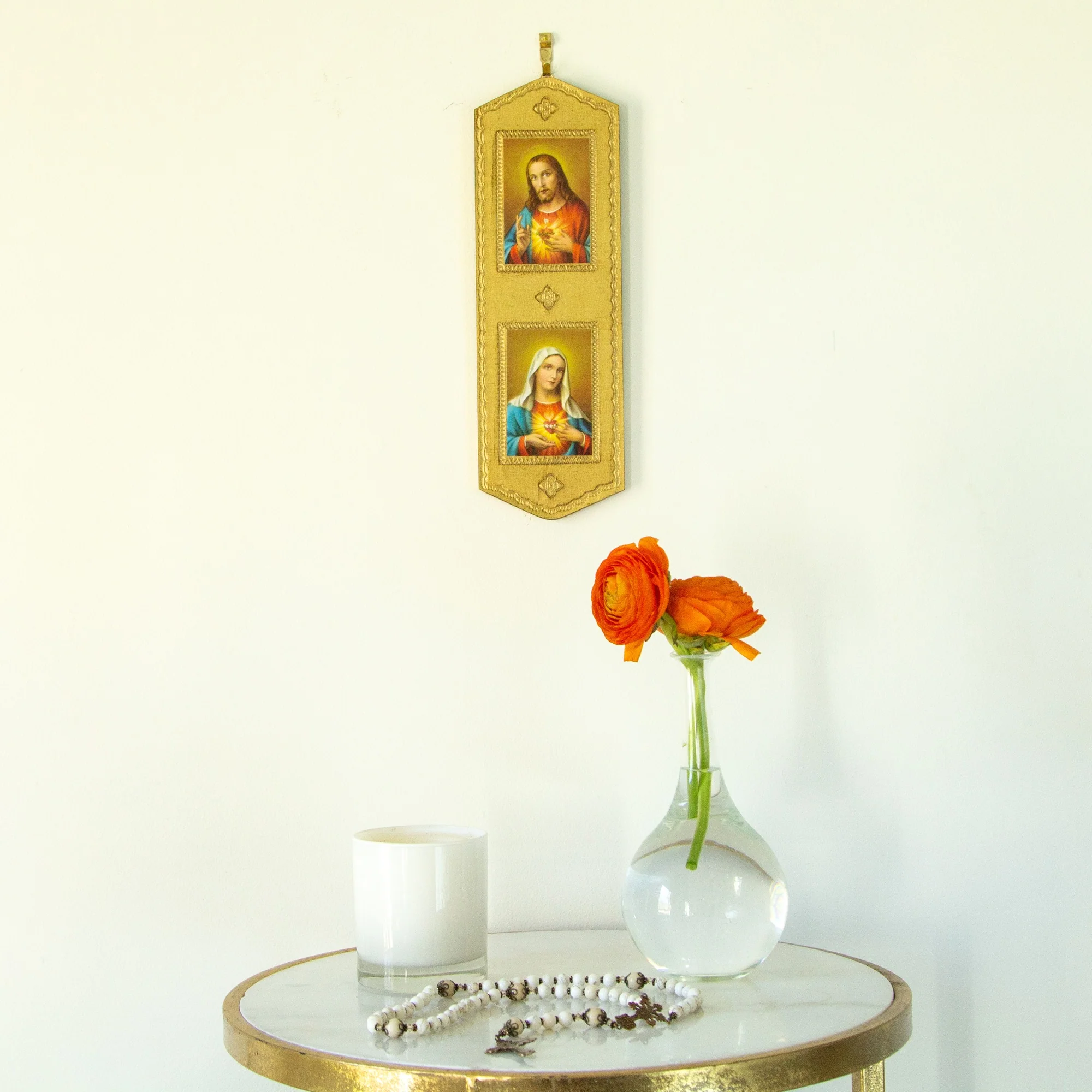 Vivid Sacred and Immaculate Hearts Italian Plaque