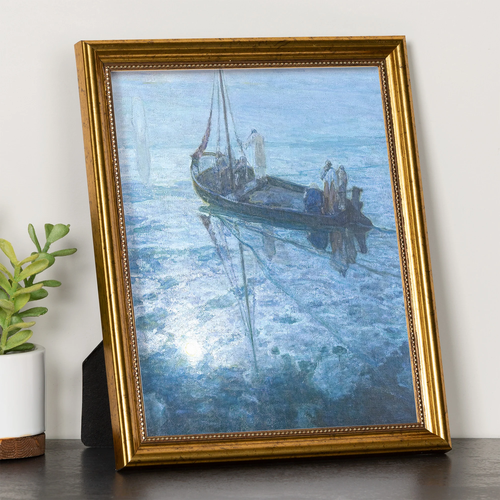 Walking on the Water Antique Gold Framed Print - Multiple Sizes