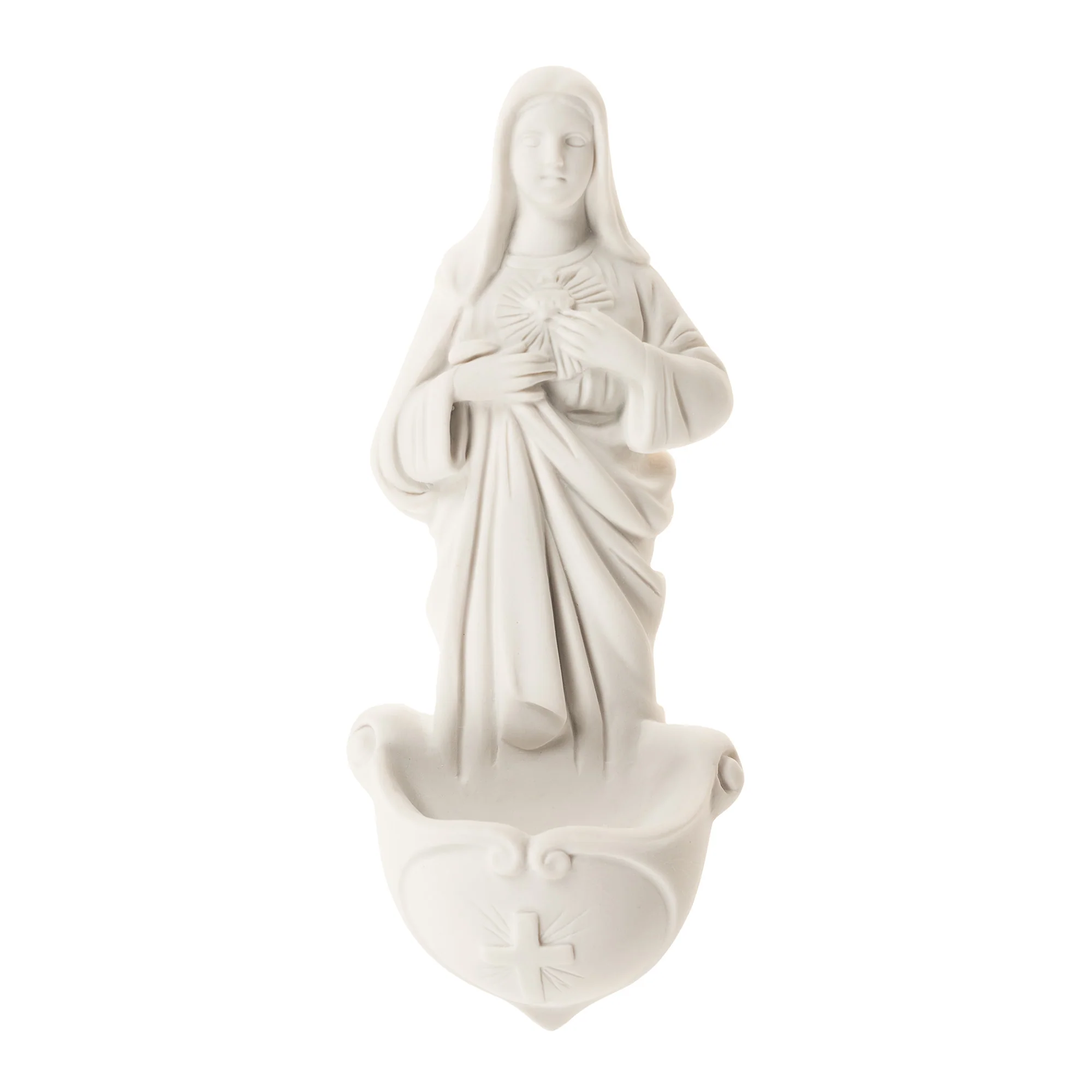 White Immaculate Heart Holy Water Font - 7.5"