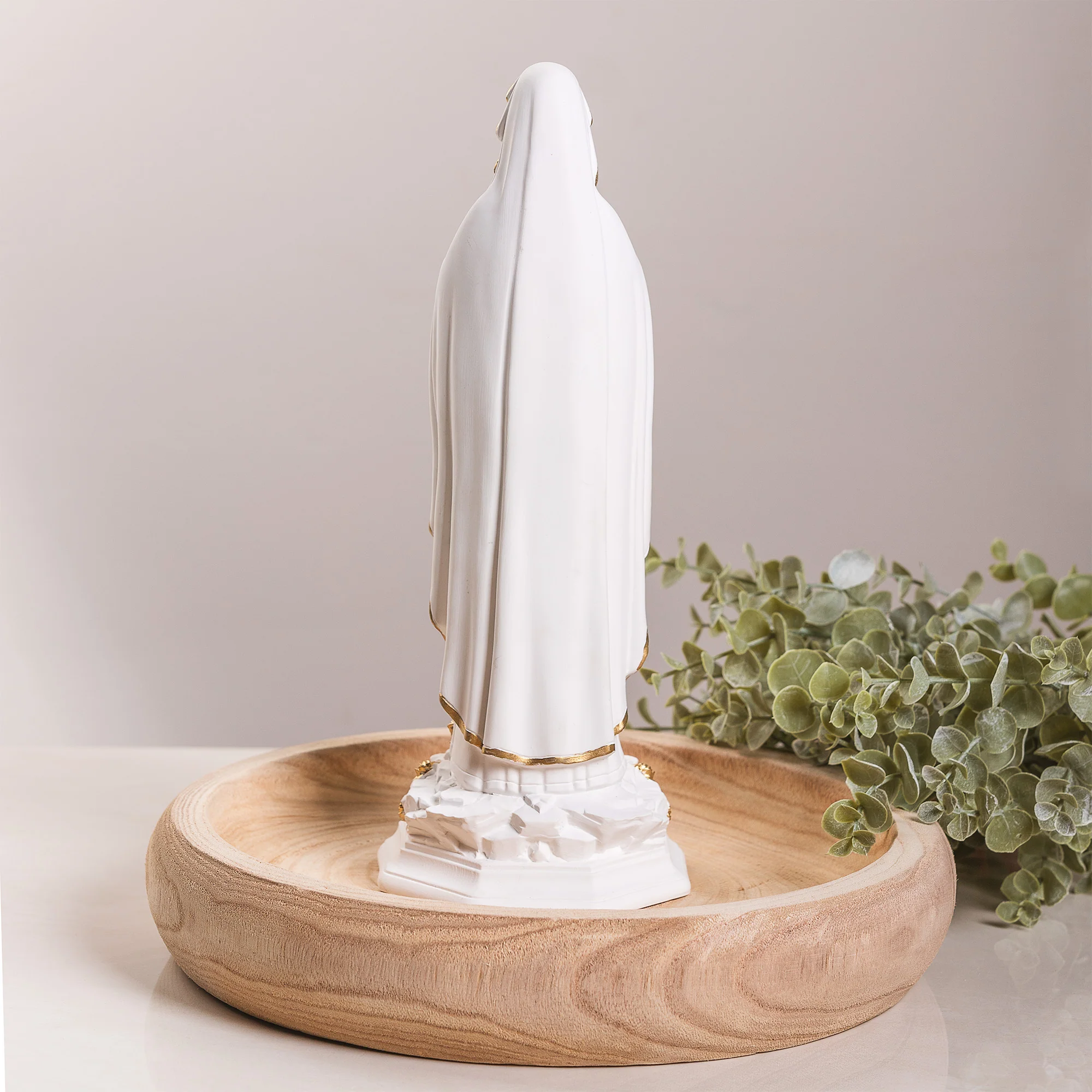 White Lourdes Statue with Medals - Small or Large - Image 2