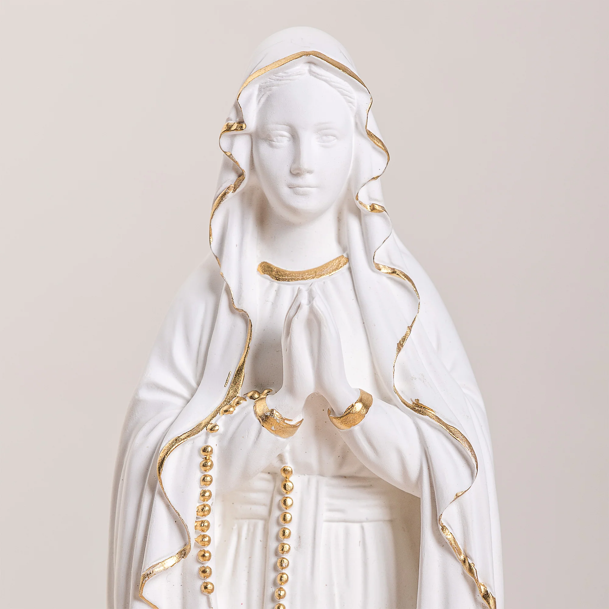 White Lourdes Statue with Medals - Small or Large - Image 5