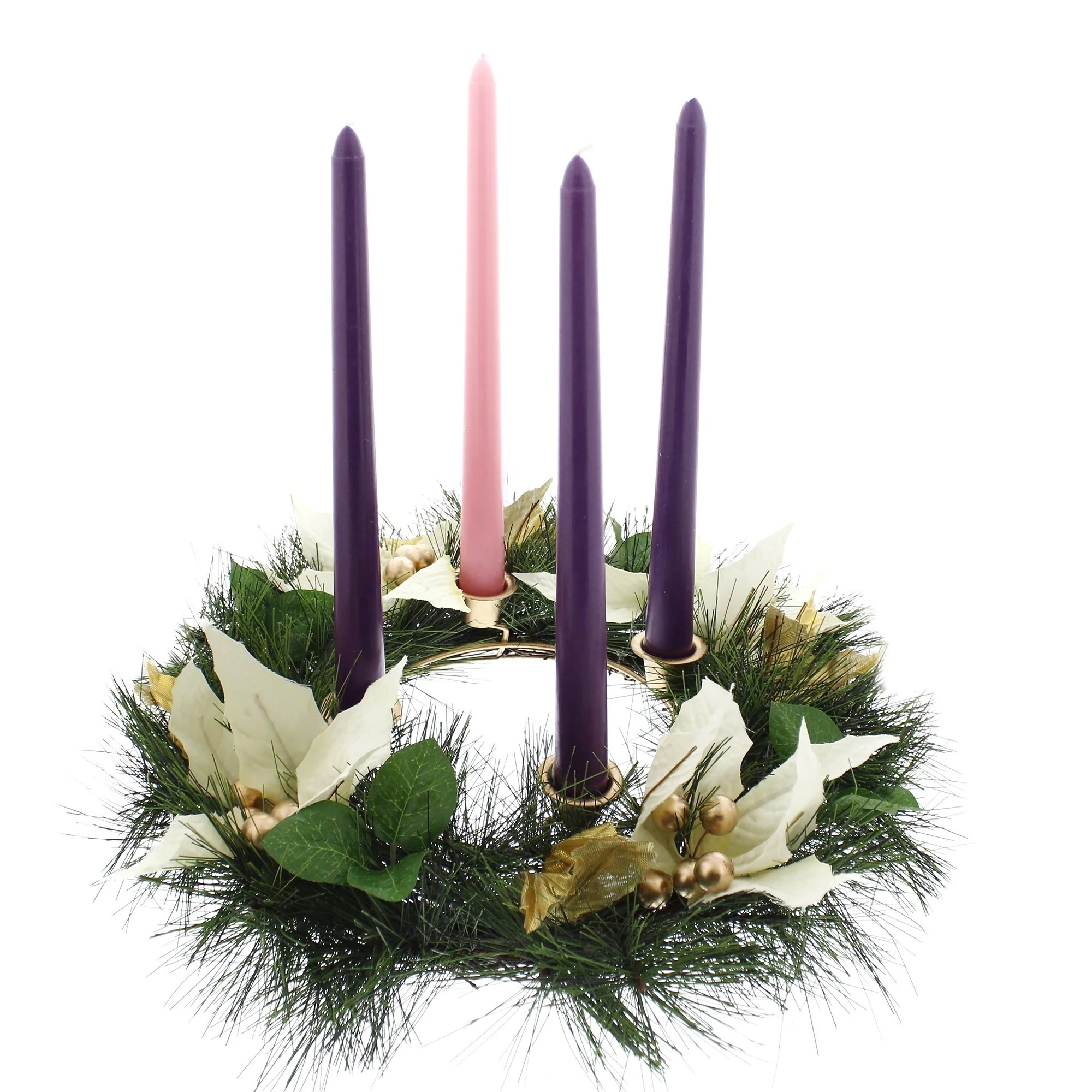 White Poinsettia Advent Wreath - Image 3
