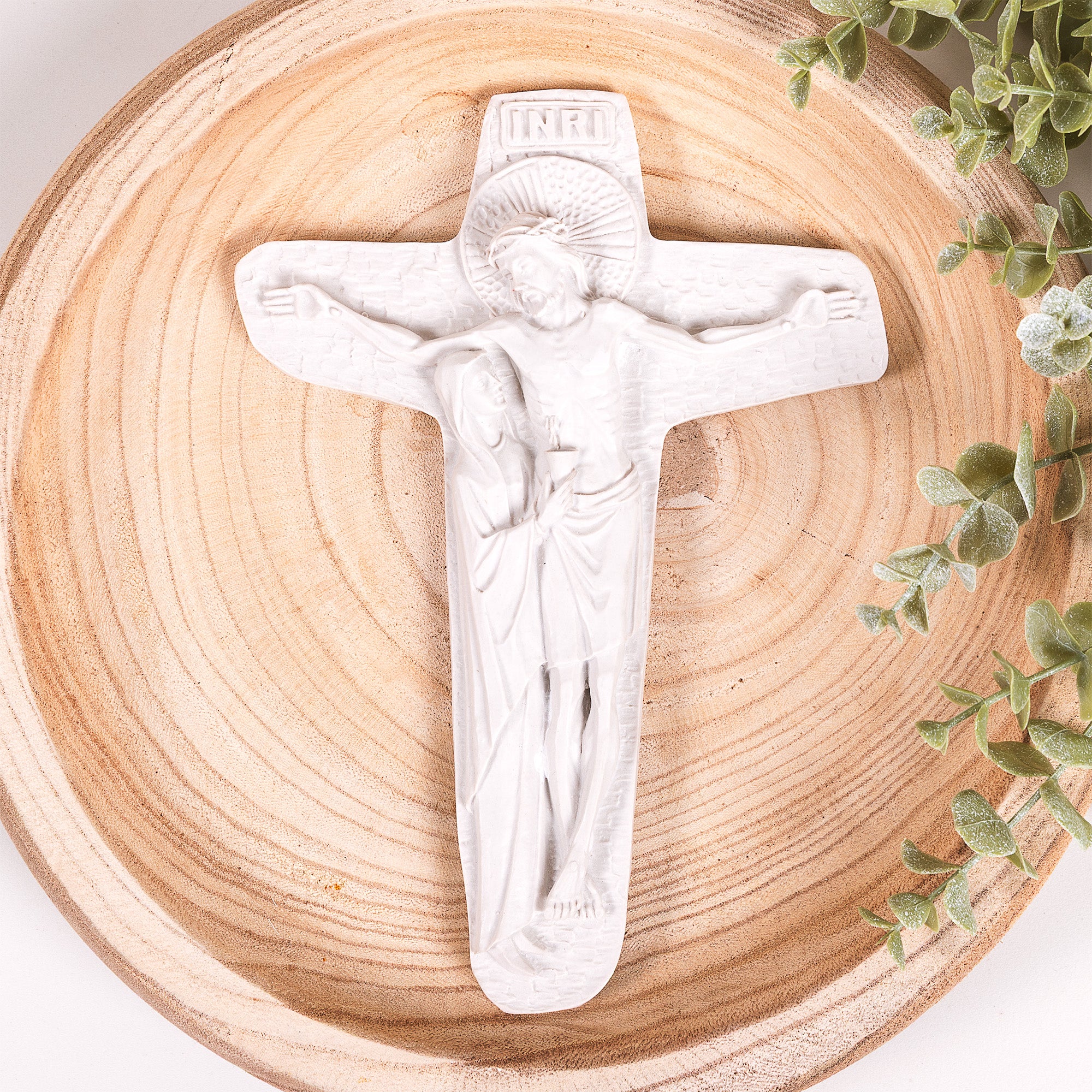 White Unity of Jesus & Mary Crucifix - 9"