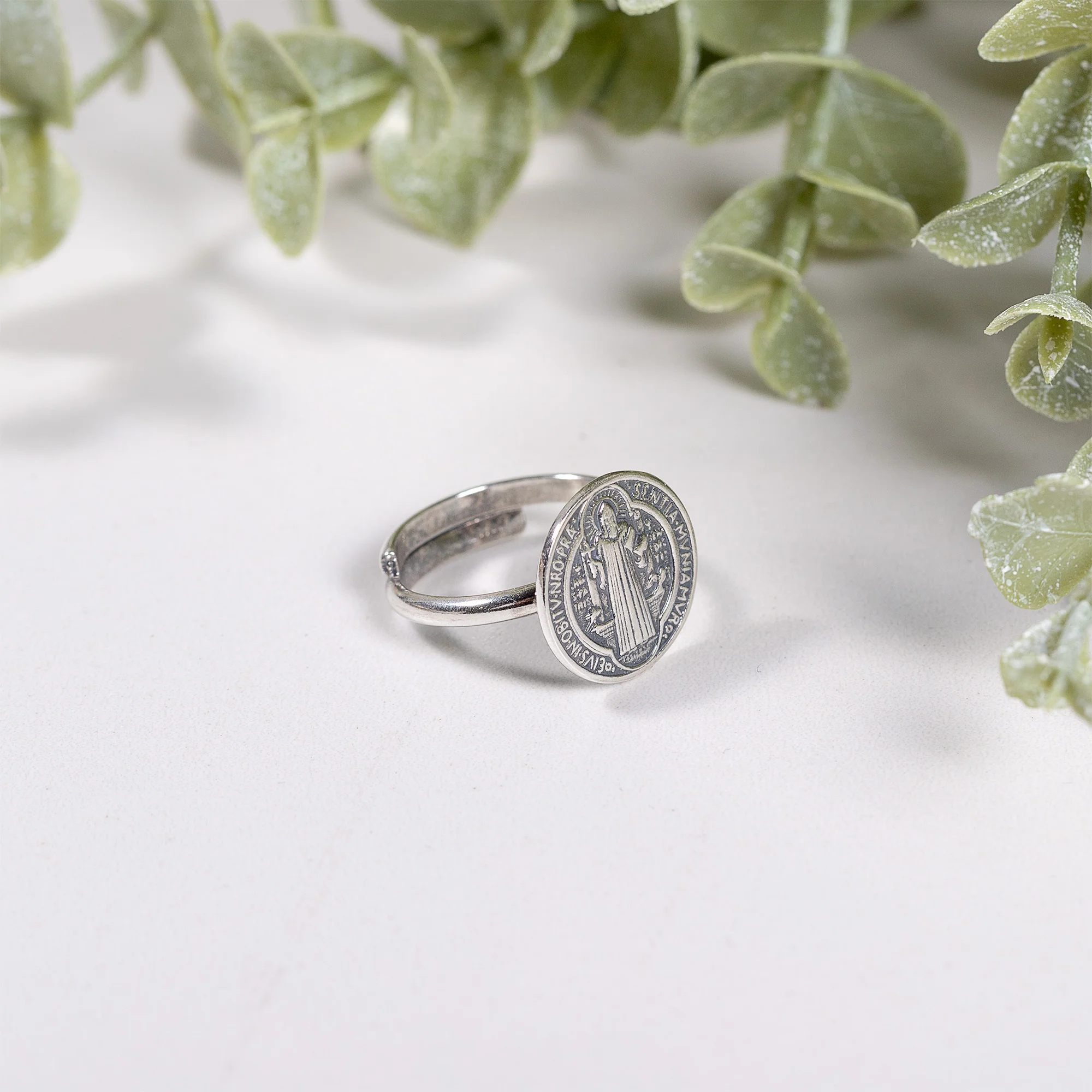 Women's Adjustable St. Benedict Ring - Silver or Gold - Image 6