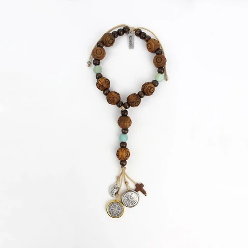 Wood and Gemstone St. Benedict Door Hanger