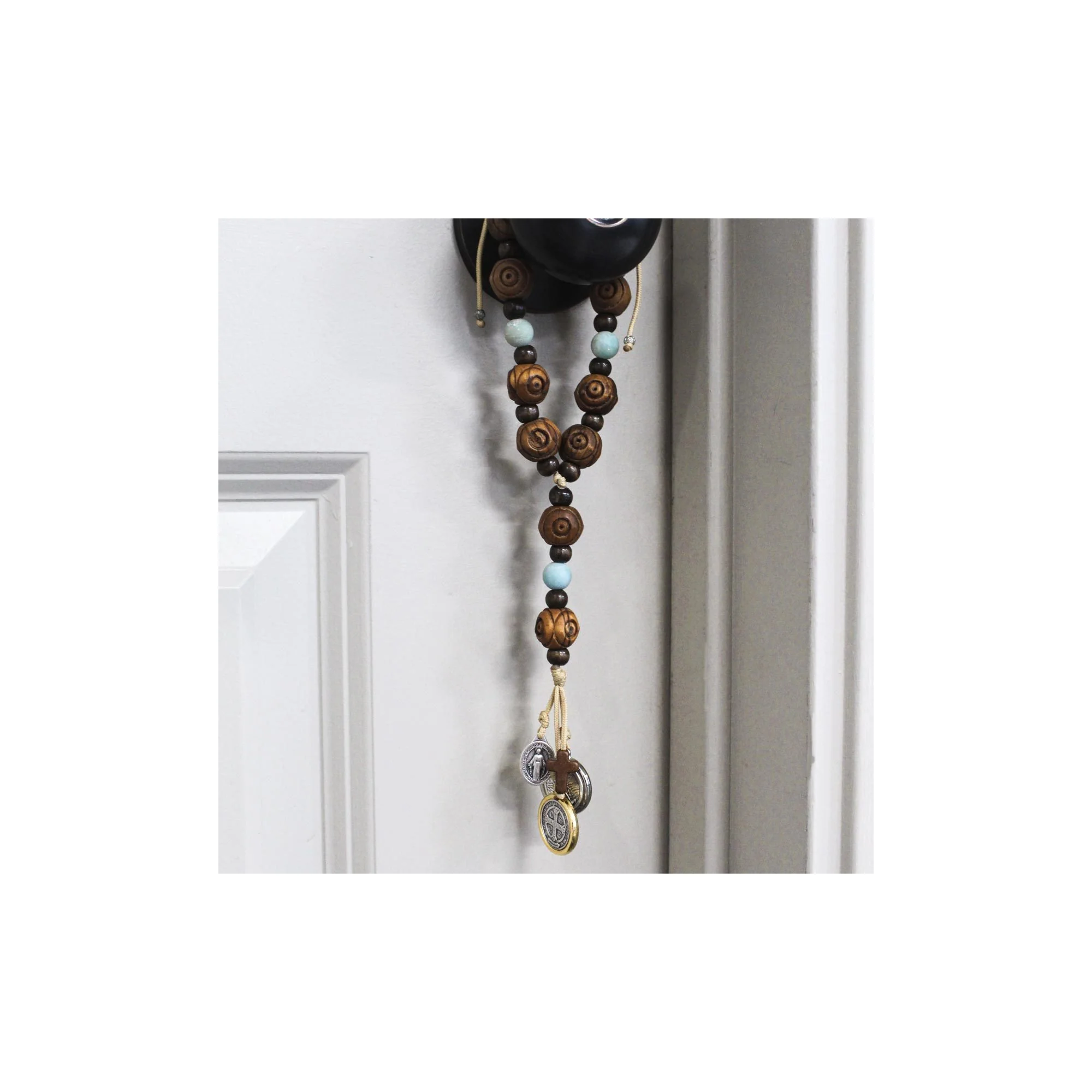 Wood and Gemstone St. Benedict Door Hanger - Image 2