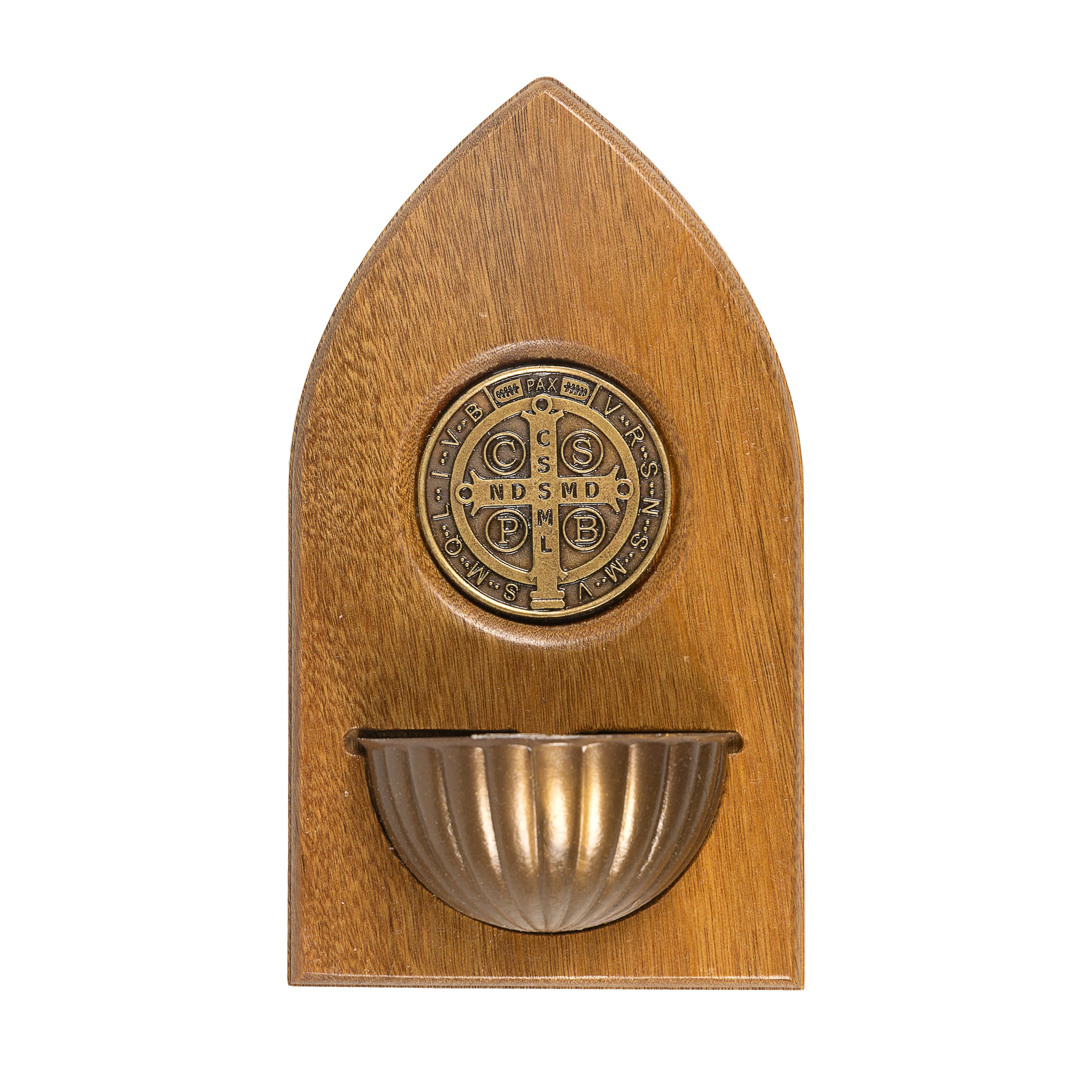Wood & Antique Gold St. Benedict Holy Water Font - Image 2