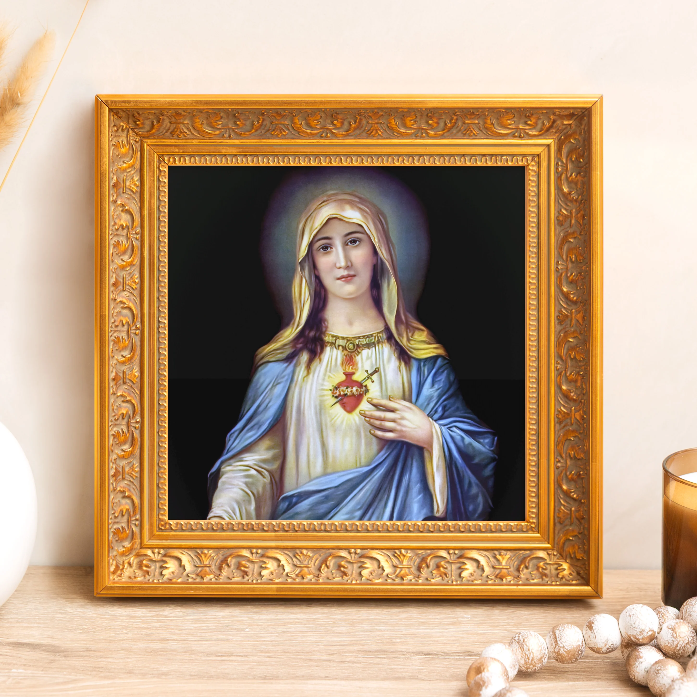 Zabateri's Immaculate Heart Framed Canvas - Sacred Mini Collection